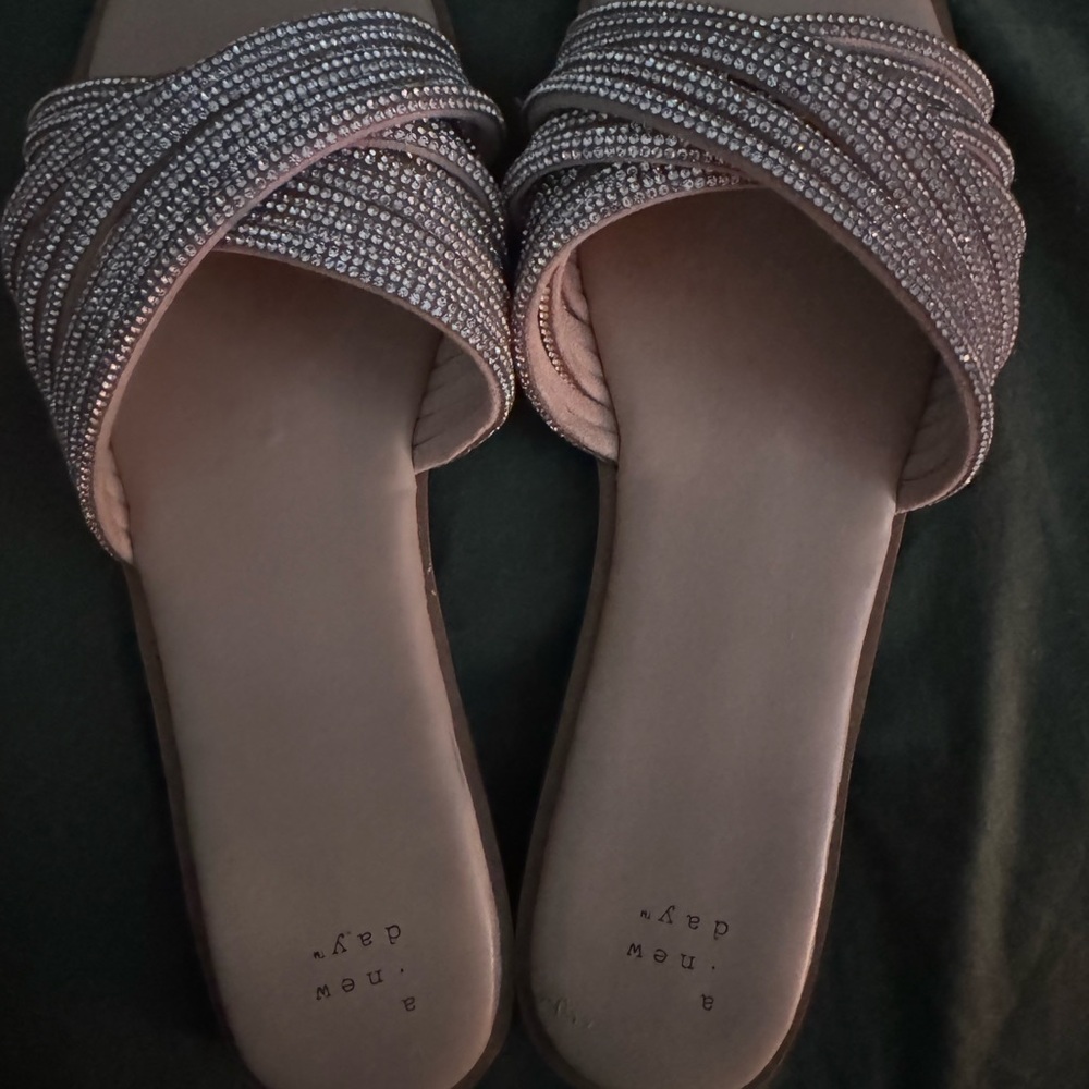 A New Day Silver Women's Slide Sandals
